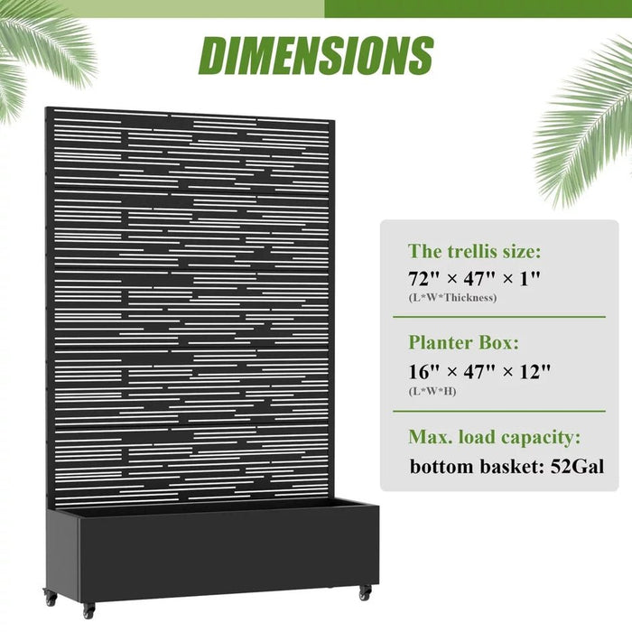 Black Wrought Iron Rect Planter Box Trellis - Wichita Home Outlet