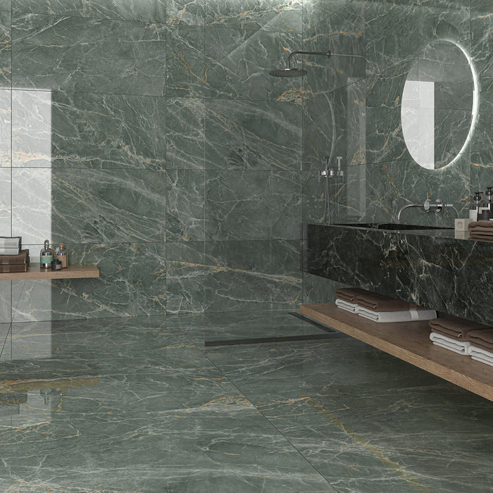 Brasilia Emerald Polished 60 x 120 Rectified Porcelain Tile - 1.44sqm perbox