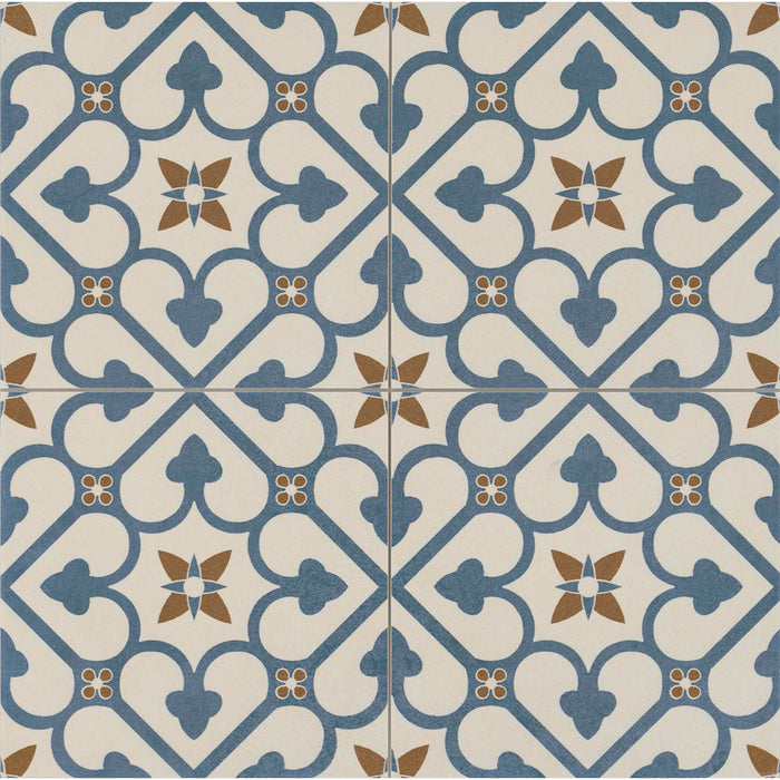 Brighton Blue 45 x 45cm Porcelain Pattern Tile - 1.22 sqm perbox