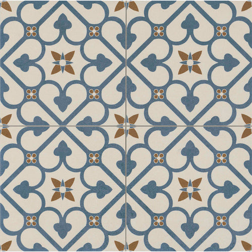 Brighton Blue 45 x 45cm Porcelain Pattern Tile - 1.22 sqm perbox