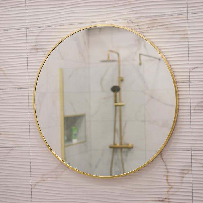 Brushed Brass 800mm x 800mm Plain Round Frame Mirror
