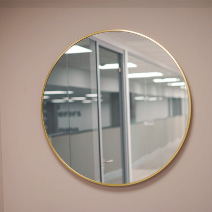 Brushed Brass 800mm x 800mm Plain Round Frame Mirror