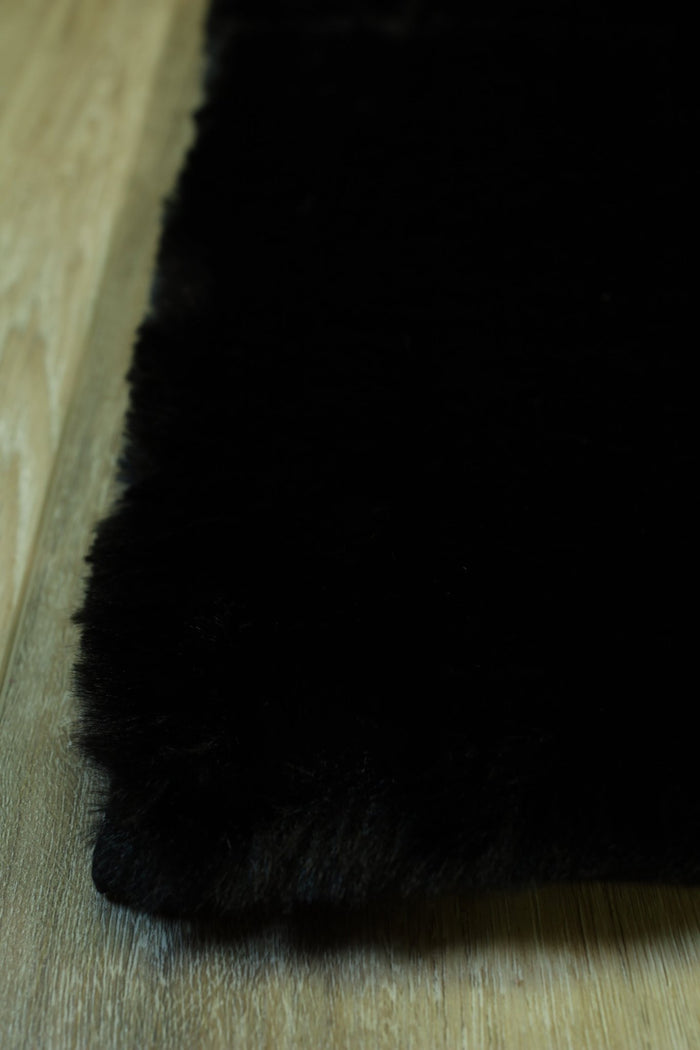 Bunny Faux Fur Area Rug - Fur Black - 7' X 10' - Wichita Home Outlet