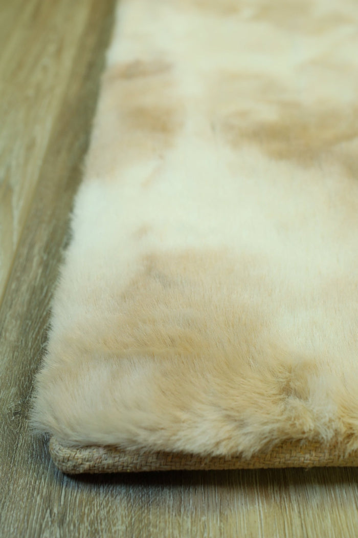 Bunny Faux Fur Area Rug - Tie Dye Beige - 7' X 10' - Wichita Home Outlet