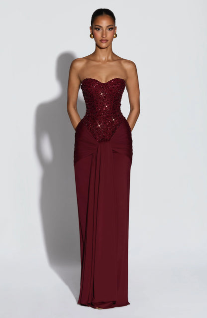 Carina Maxi Dress - Burgundy