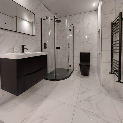 Calacatta White 30 x 60cm Rectified Polished White Body Tile - 0.9sqm per box