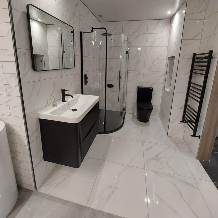 Calacatta White 30 x 60cm Rectified Polished White Body Tile - 0.9sqm per box