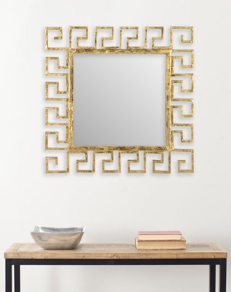 Calliope Greek Key Mirror - Gold - Wichita Home Outlet