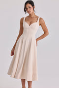 vintage ivory twill silhouette midi dress
