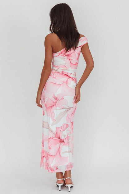 Gala One-Shoulder Maxi Dress Orchid Pink