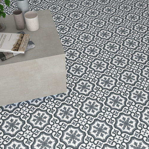 Chelsea Graphite 45 x 45cm Porcelain Pattern Tile - 1.22 sqm perbox