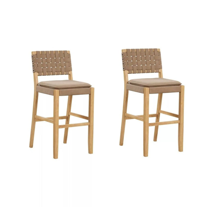 Cohen Faux Leather Barstool - Brown (Set of 2) - Wichita Home Outlet