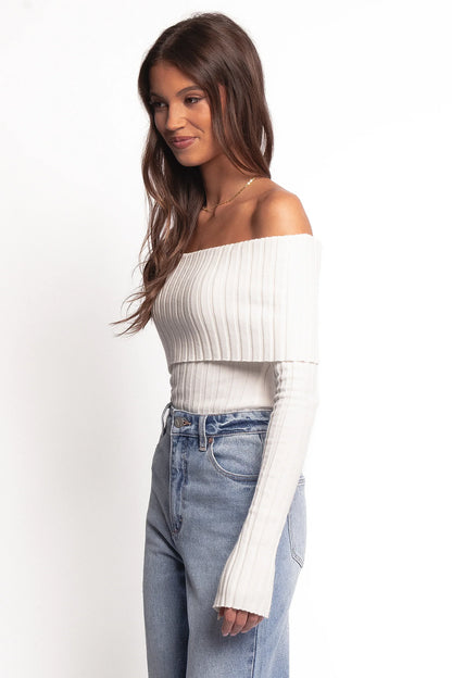 Inora Off Shoulder Knit Top - White