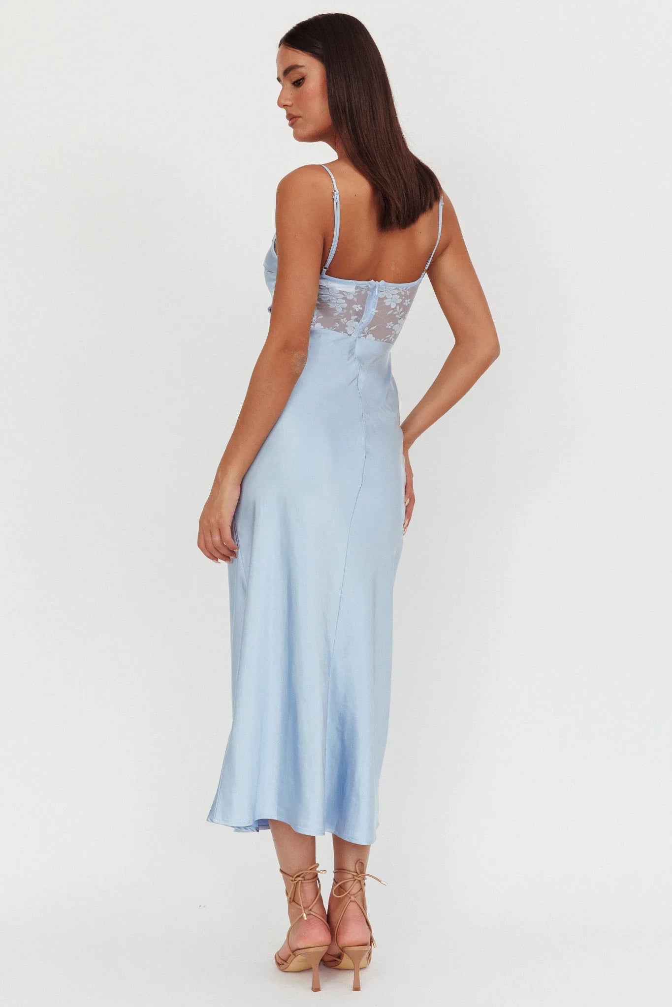 Impressions Lace Bodice Maxi Dress Blue
