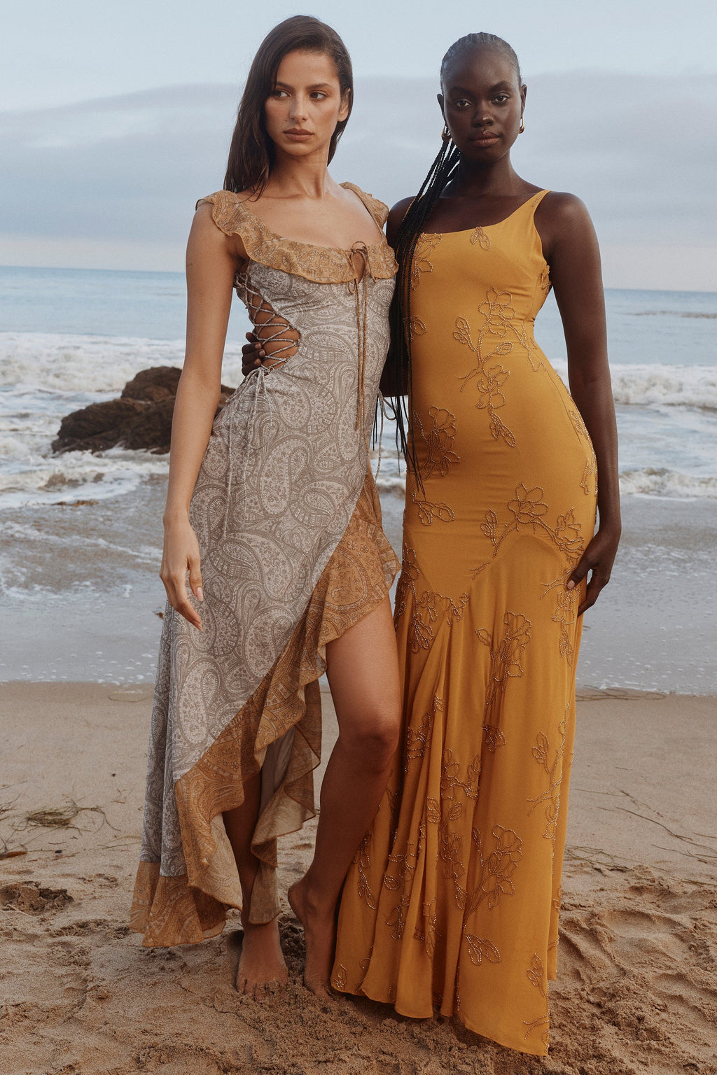 gold embellished hand beaded maxi dress