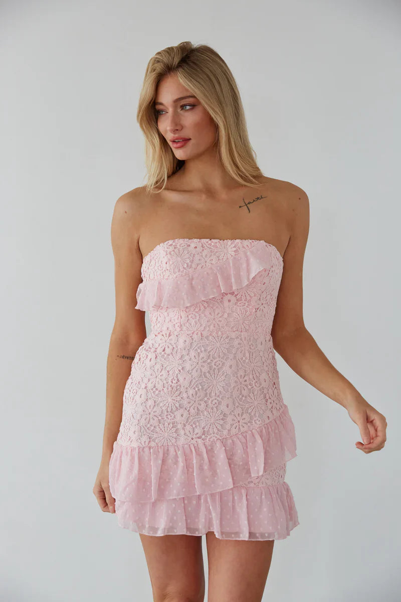 Cece Lace Tie Back Mini Dress