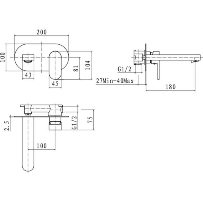 Eliseo Ricci Neo Wall Mounted Basin Mixer