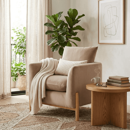 Elroy Accent Chair with Wooden Legs - Brown Velvet - Wichita Home Outlet