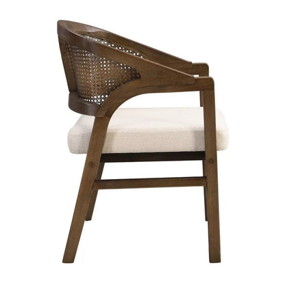 Emery Rubberwood Upholstered Dining Chairs - Walnut/Beige (Set of 2) - Wichita Home Outlet