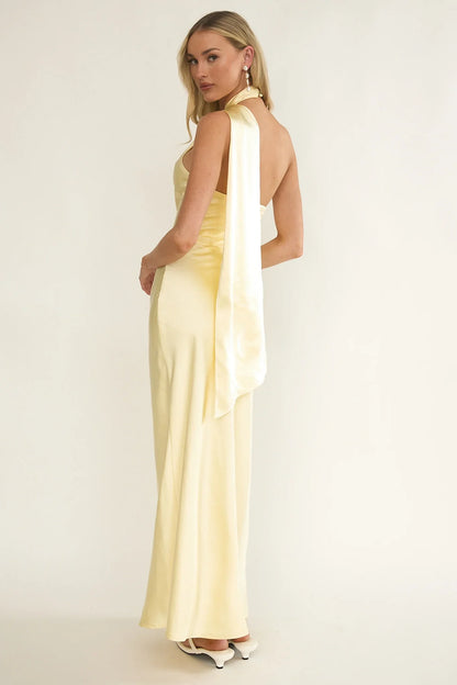 Alvara Crossover Halterneck Maxi Dress Butter