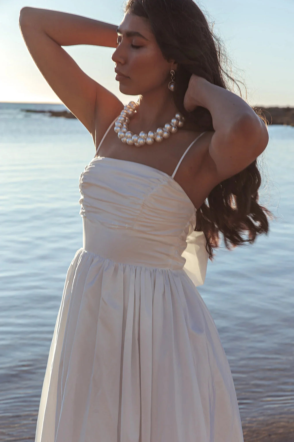 Love Songs Back Bow Maxi Dress White