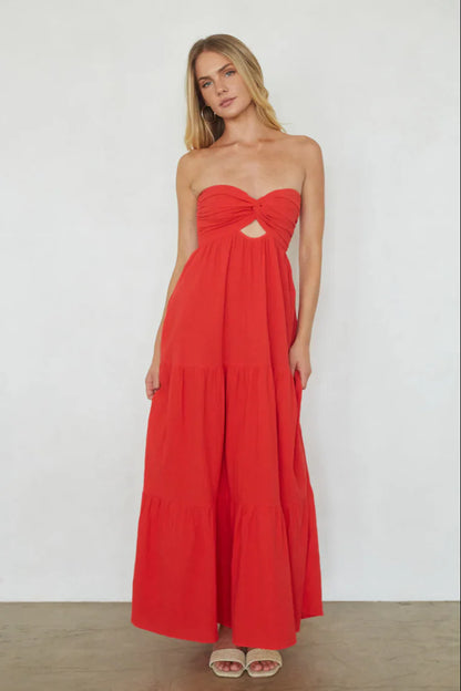 Della Twist Linen Maxi Dress