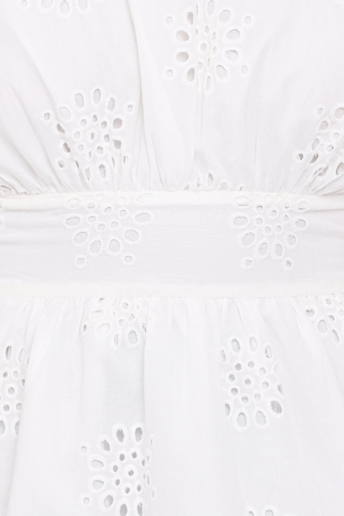 Carmel Tie Back Tunic Top - White Embroidery