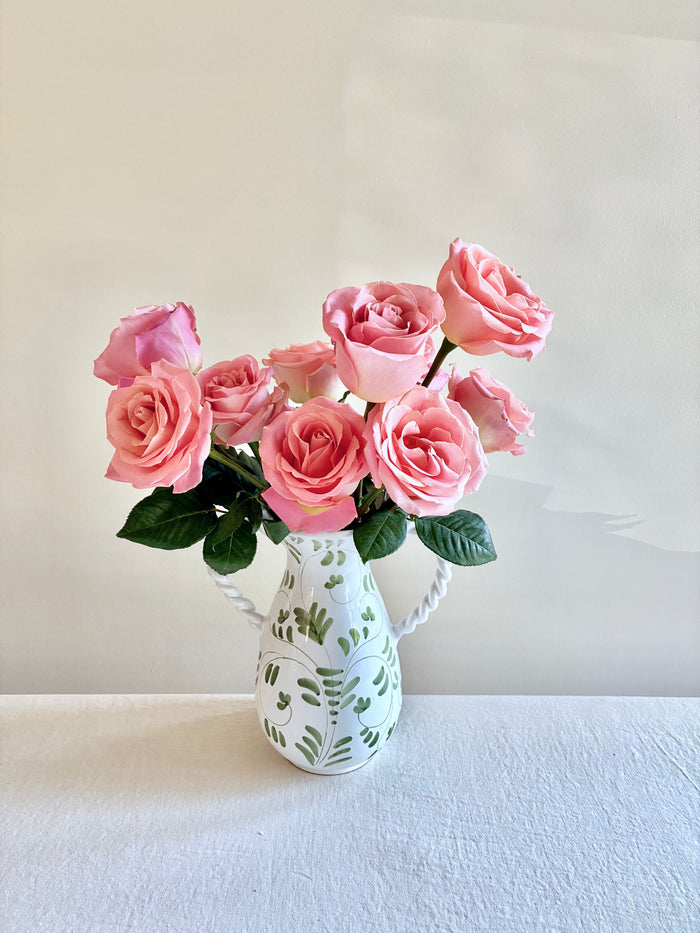 Fresco Mia Vase - White & Emerald