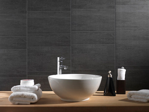 Grosfillex Anthracite Medium Tile Wall Panel - Pack of 3