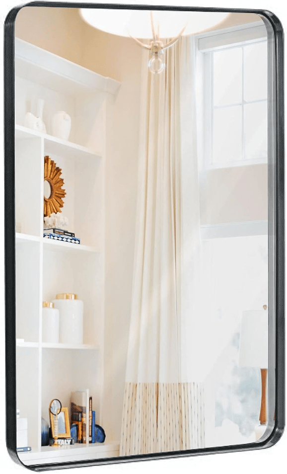 Hamilton Hills 24" x 36" Metal Black Frame Mirror - Wichita Home Outlet