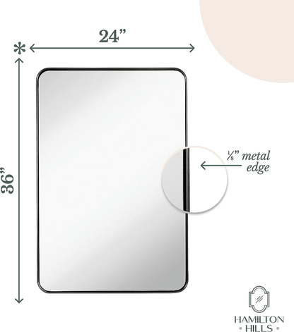 Hamilton Hills 24" x 36" Metal Black Frame Mirror - Wichita Home Outlet