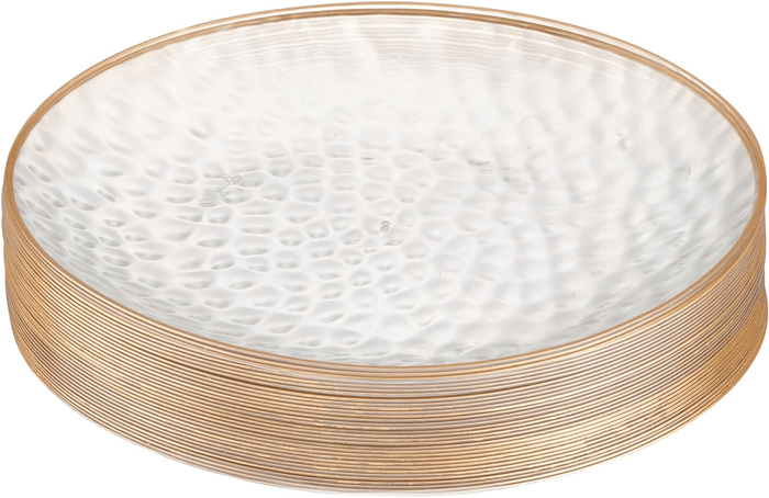Hammered Clear with Gold Plastic Plates - 30 Pack, 7" - Wichita Home Outlet