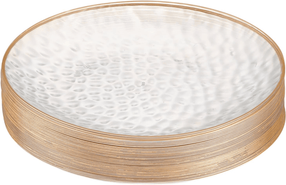 Hammered Clear with Gold Plastic Plates - 30 Pack, 7" - Wichita Home Outlet