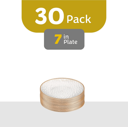 Hammered Clear with Gold Plastic Plates - 30 Pack, 7" - Wichita Home Outlet