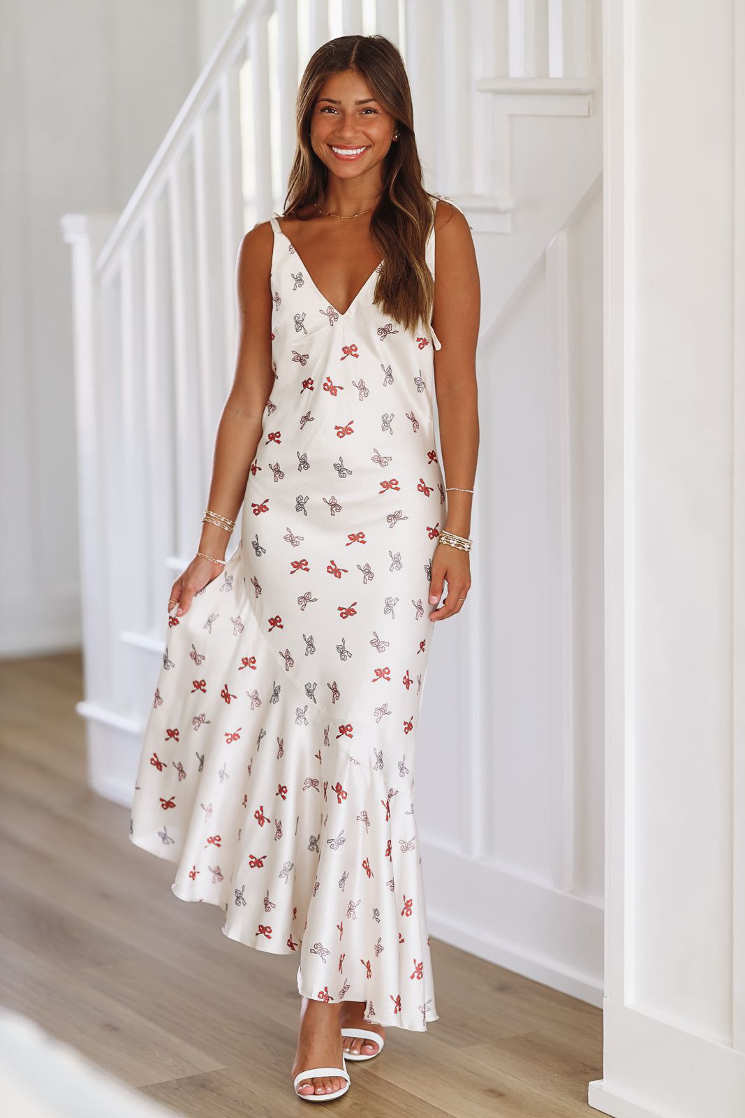 Satin Asymmetric Hem Slip Maxi Dress  - Ivory (FINAL SALE)