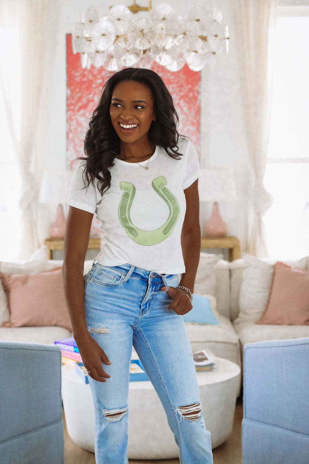 The Laundry Room Lucky Gal Crop Top - White (FINAL SALE)