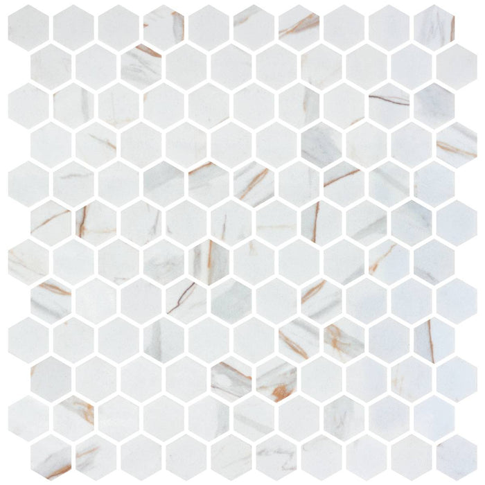 Hex Calacatta Gold Non Slip 30.1 x 29.0cm Mosaic Sheet
