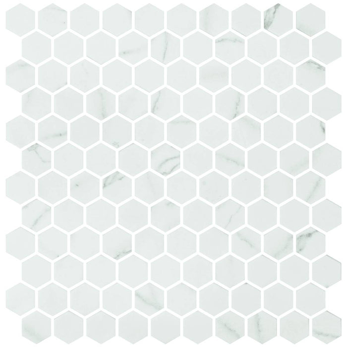 Hex Venato White Matte Non Slip 30.1 x 29.0cm Mosaic Sheet