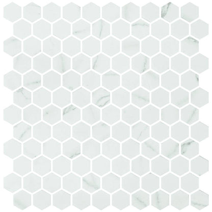 Hex Venato White Matte Non Slip 30.1 x 29.0cm Mosaic Sheet