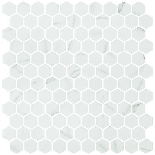 Hex Venato White Matte Non Slip 30.1 x 29.0cm Mosaic Sheet