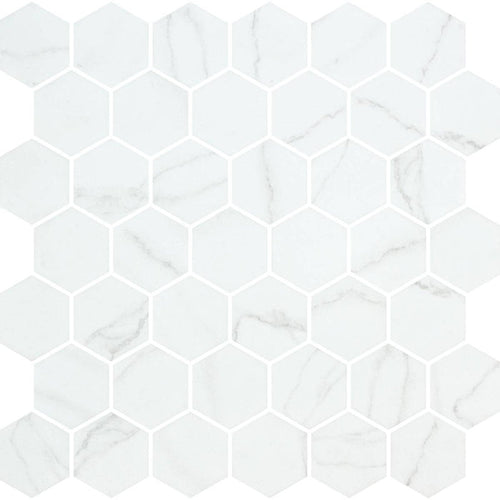 Hex XL Venato White Matte Non Slip 28.6 x 28.4cm Mosaic Sheet