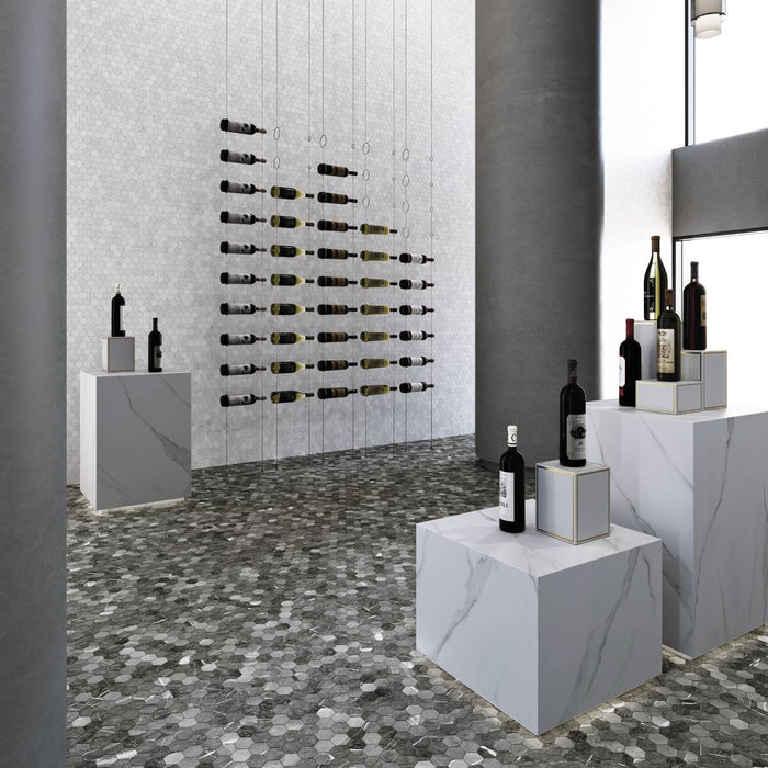 Hex XL Venato White Matte Non Slip 28.6 x 28.4cm Mosaic Sheet