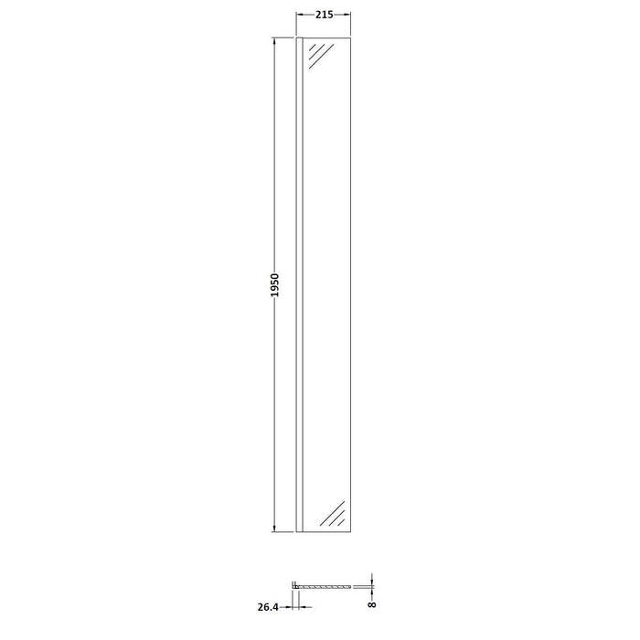 Hudson Reed 215mm Wetroom Return Screen - Gun Metal