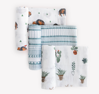 Little Unicorn Cotton Muslin Swaddle 3-Pack - Bison