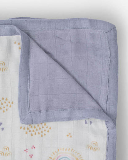 Little Unicorn Deluxe Muslin Quilt - Rainbows and Raindrops