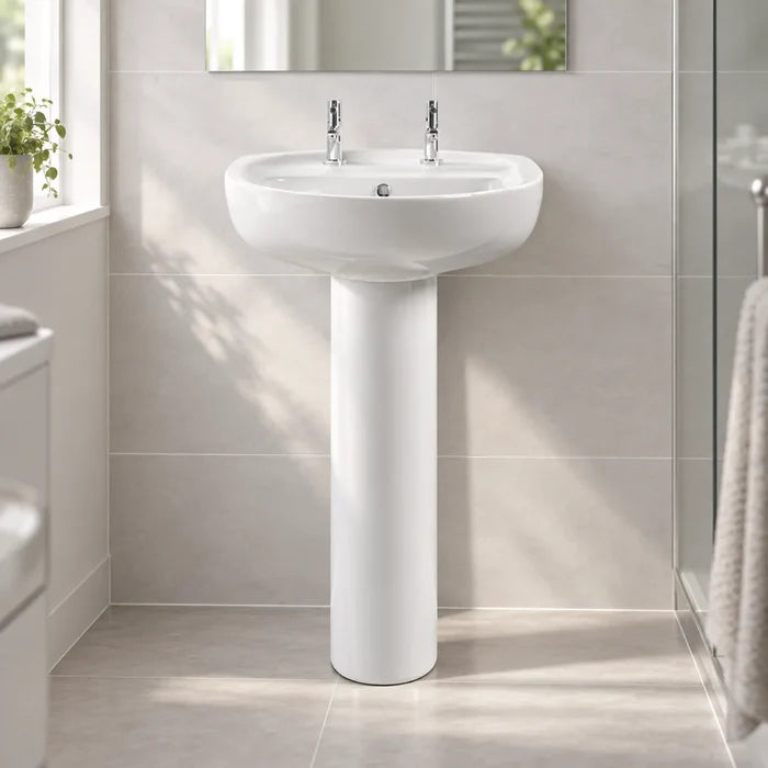 Melbourne Large 2 Taphole Basin & Full Pedestal