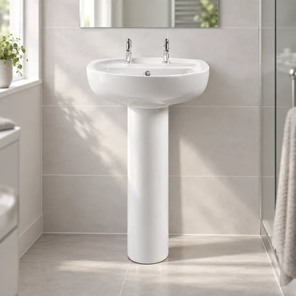 Melbourne Large 2 Taphole Basin & Full Pedestal