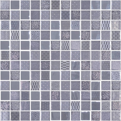 Metal Grey Square 31.1 x 31.1cm Mosaic Sheet