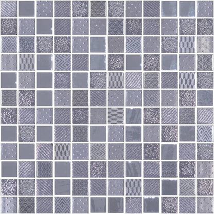 Metal Grey Square 31.1 x 31.1cm Mosaic Sheet