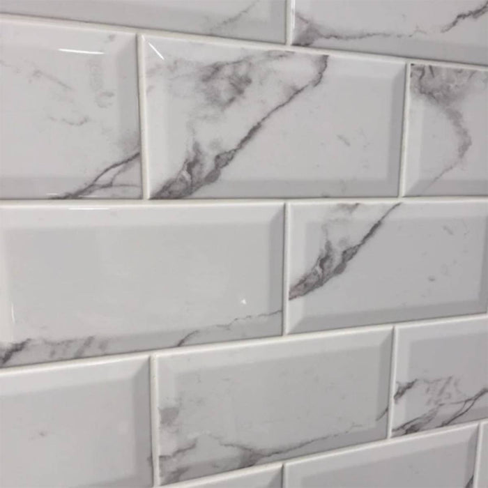 Metro Carrara Biselado Brillo 10 x 20cm Ceramic Tile - 1sqm perbox